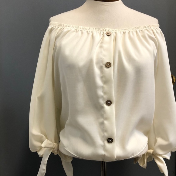 Vivace Cream, Loose fit, Boho, Peasant Style Blouse, Sz M, NWOT - Picture 5 of 10